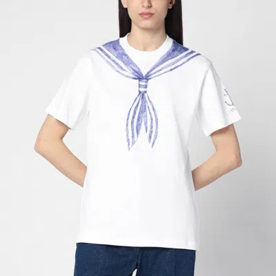 Moschino White T-shirt With Trompe Loeil Nautical Scarf Effect