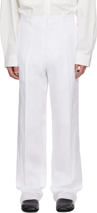 Moschino White Tailored Twist Linen Cloth Trousers
