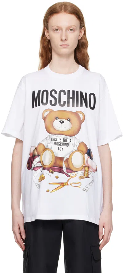 Moschino White Teddy Bear T-shirt In V1001 F White