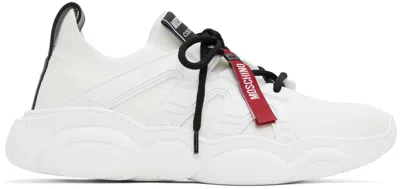Moschino White Teddy Sneakers In White/black