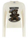 Moschino Crew Neck Sweater With Teddy Bear Motif In Neutral