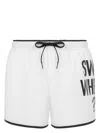 Moschino White Text Print Swim Shorts