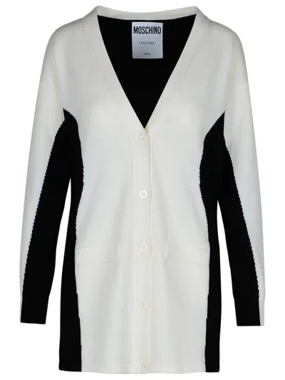 MOSCHINO WHITE VIRGIN WOOL CARDIGAN