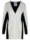 Moschino Black And White Wool Cardigan In White