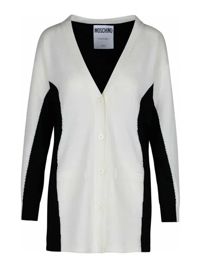 MOSCHINO WHITE VIRGIN WOOL CARDIGAN