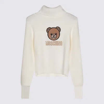 Moschino Kids' White Viscose Knitwear In Neutral