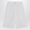 Moschino Wide White Bermuda Shorts In Cotton Women