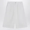 Moschino Wide White Bermuda Shorts In Cotton Women