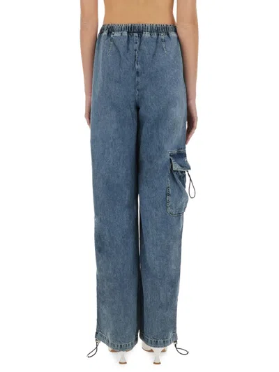Moschino Wide Fit Denim Cargo Pants In Blue