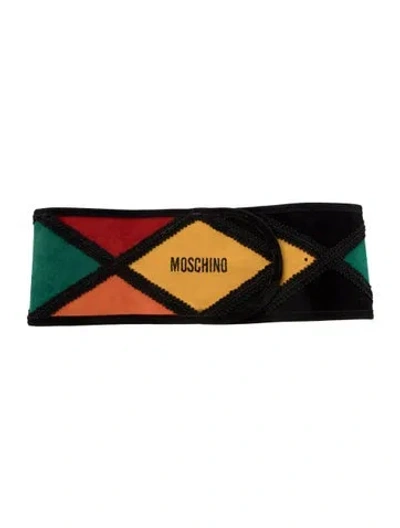 Pre-owned Moschino Wide Leather Waist Belt In Multi