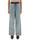 Moschino Wide-leg Denim Jeans With Drawstring Waistband In Gray