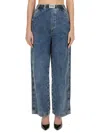 Moschino Wide-leg Denim Trousers With High Waist In Blue