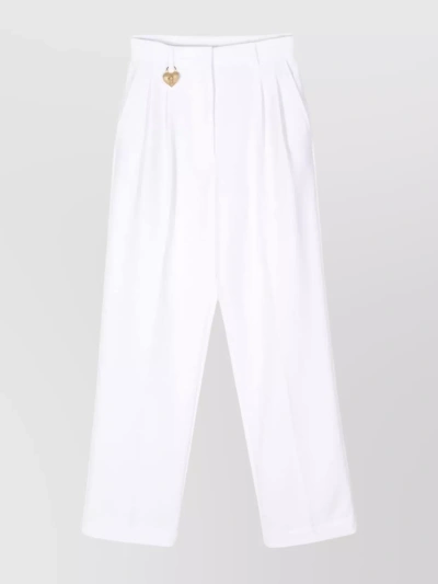 Moschino Wide Leg High Waist Trousers In White