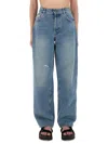 Moschino High-rise Distressed Five-pocket Trousers With Belt Loops In Blue