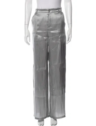 Pre-owned Moschino Wide Leg Pants In Metallic/silver