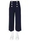 Moschino Blue Straight Flat Front Pants In Blue