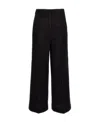 Moschino Cuffed Palazzo Trousers In Wool Gabardine In Black
