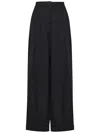 Moschino Wide-leg Trousers In Black Virgin Wool With Double Pleat Design In Black