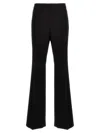 Moschino Wide-leg Wool Blend Crepe Pants With Central Pleat In Black