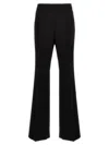 Moschino Wide-leg Wool Blend Crepe Pants With Central Pleat In Black