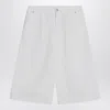Moschino Wide White Bermuda Shorts In Cotton Women In White