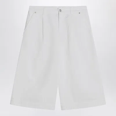 Moschino Wide White Bermuda Shorts In Cotton Women