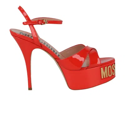 Pre-owned Moschino Wmns Logo Plaque Platform Heel 'orange' | Women's Size 38