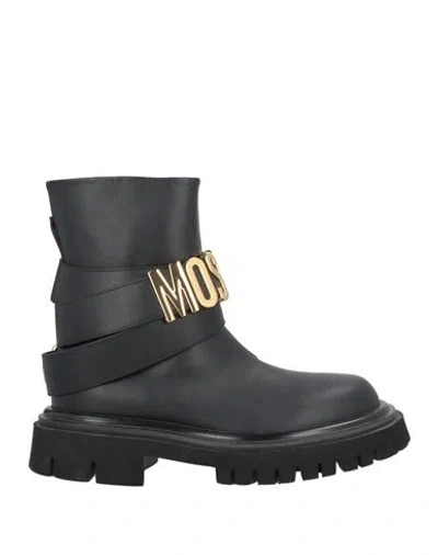 Moschino Woman Ankle Boots Black Size 6 Calfskin