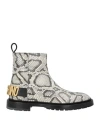 Moschino Leather Ankle Boots In Off White