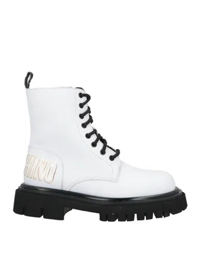 Moschino Woman Ankle Boots White Size 8 Calfskin