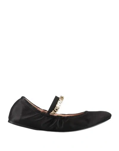 Moschino Woman Ballet Flats Black Size 11 Textile Fibers