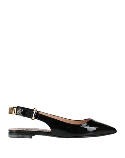 Moschino Woman Ballet Flats Black Size 5 Leather