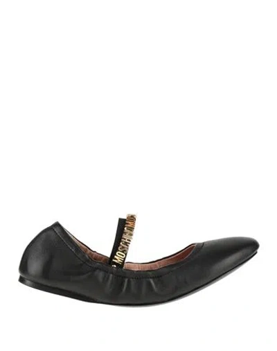 Moschino Woman Ballet Flats Black Size 7 Leather In Multi