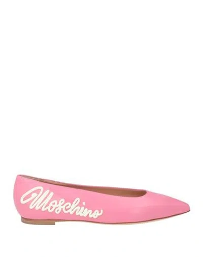 Moschino Woman Ballet Flats Pink Size 8 Leather