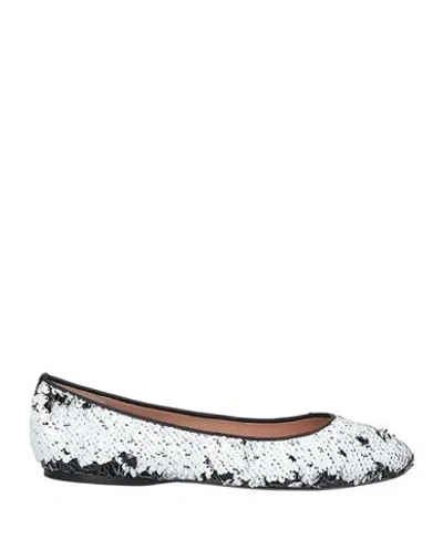 Moschino Woman Ballet Flats White Size 8 Textile Fibers