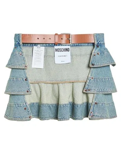 Moschino Woman Belt Blue Size Onesize Cotton, Leather