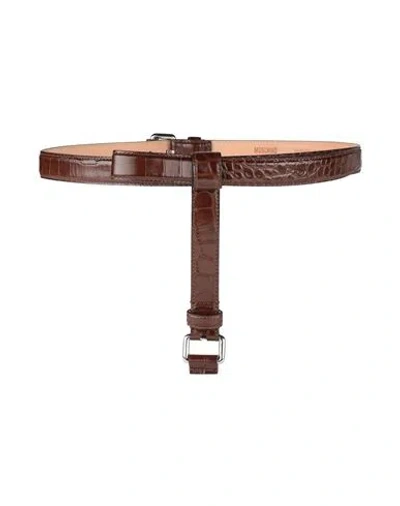 Moschino Woman Belt Chocolate Brown Size 34 Leather