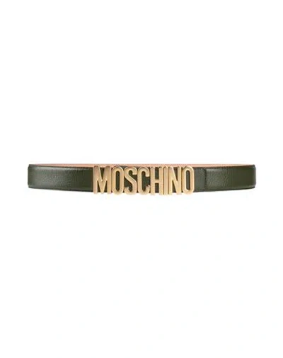 Moschino Woman Belt Dark Green Size 14 Soft Leather