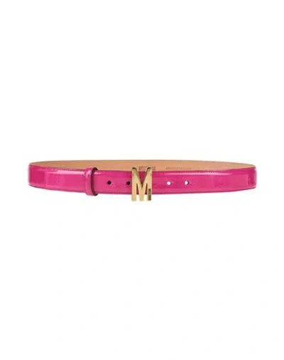 Moschino Woman Belt Magenta Size 8 Soft Leather In Pink