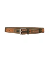 Moschino Woman Belt Military Green Size 14 Leather, Textile Fibers In Green