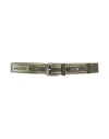 Moschino Man Belt Military Green Size 32 Soft Leather, Textile Fibers