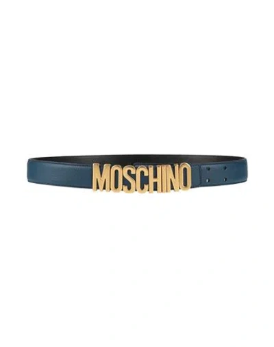 Moschino Woman Belt Navy Size 14 Leather In Blue