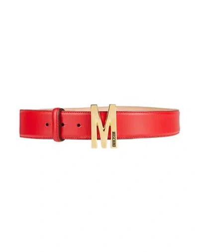 Moschino Woman Belt Red Size 12 Soft Leather