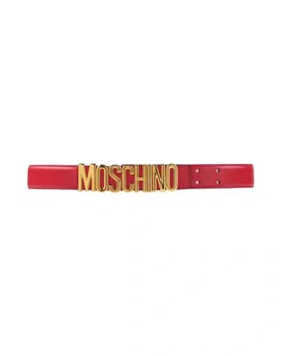 Moschino Logo Leather Belt Woman Belt Red Size 38 Calfskin