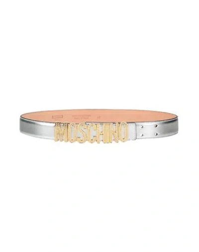 Moschino Woman Belt Silver Size 12 Leather In Metallic