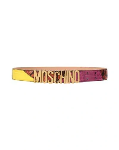 Moschino Woman Belt Yellow Size 14 Leather