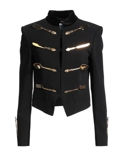 Moschino Woman Blazer Black Size 10 Viscose, Elastane, Cotton