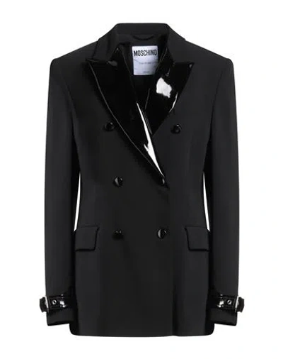 Moschino Woman Blazer Black Size 10 Viscose, Elastane, Polyester, Polyurethane Resin