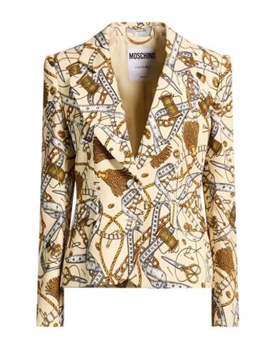 Moschino Woman Blazer Cream Size 10 Viscose, Elastane In Brown