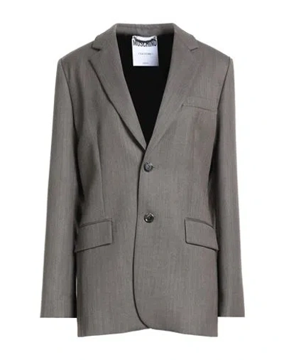 Moschino Woman Blazer Dark Brown Size 6 Virgin Wool, Viscose